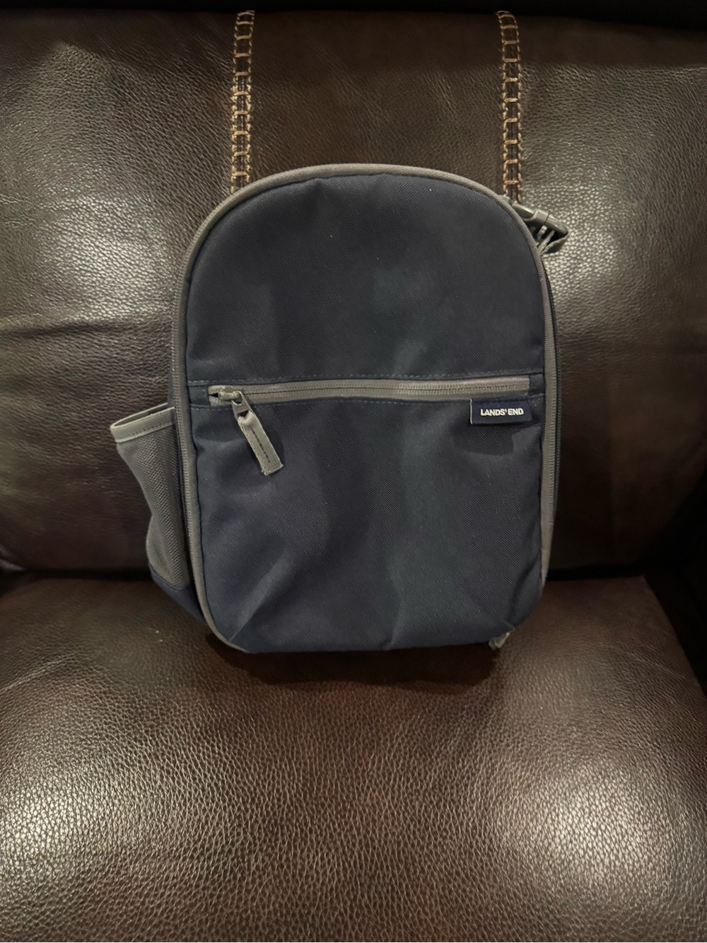 Lands' End Navy Crossbody Messenger with Gray Accents